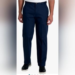 Haggar Men's Premium No Iron Khaki Classic Fit Expandable Waist Flat Front Pant